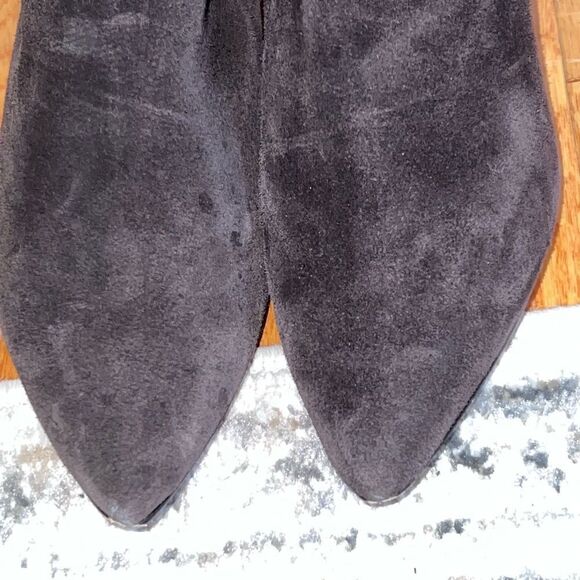 Donald Pliner Heels Over The Knee Dk Brown Suede Leather Boots Womens Sz 7.5 - Picture 4 of 11